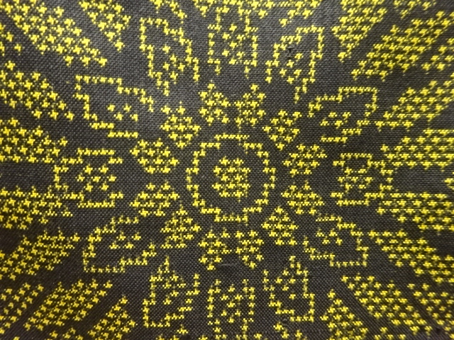 JAPANESE KIMONO / ANTIQUE HANAMON ORI-DASHI DORO OSHIMA TSUMUGI KIMONO